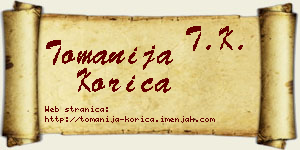 Tomanija Korica vizit kartica